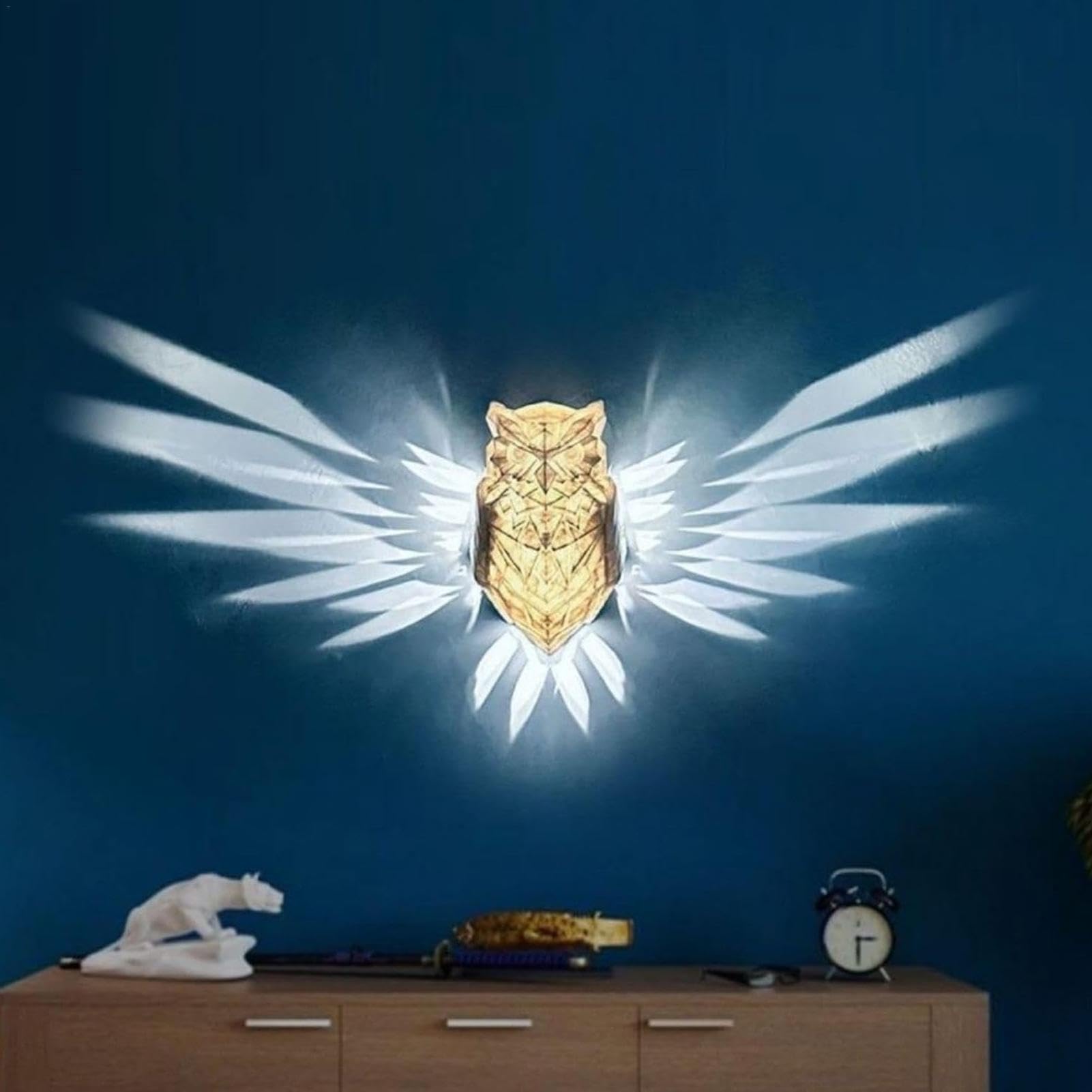 Tier-Wandleuchte – Adlerlampe, Eulenlampe | batteriebetriebene Multiszenlampe in Form eines Adlers in goldener Eulenform, niedliche LED-Wanddekoration, 3D Tier LED Wandleuchte für Kinderzimmer, Cui