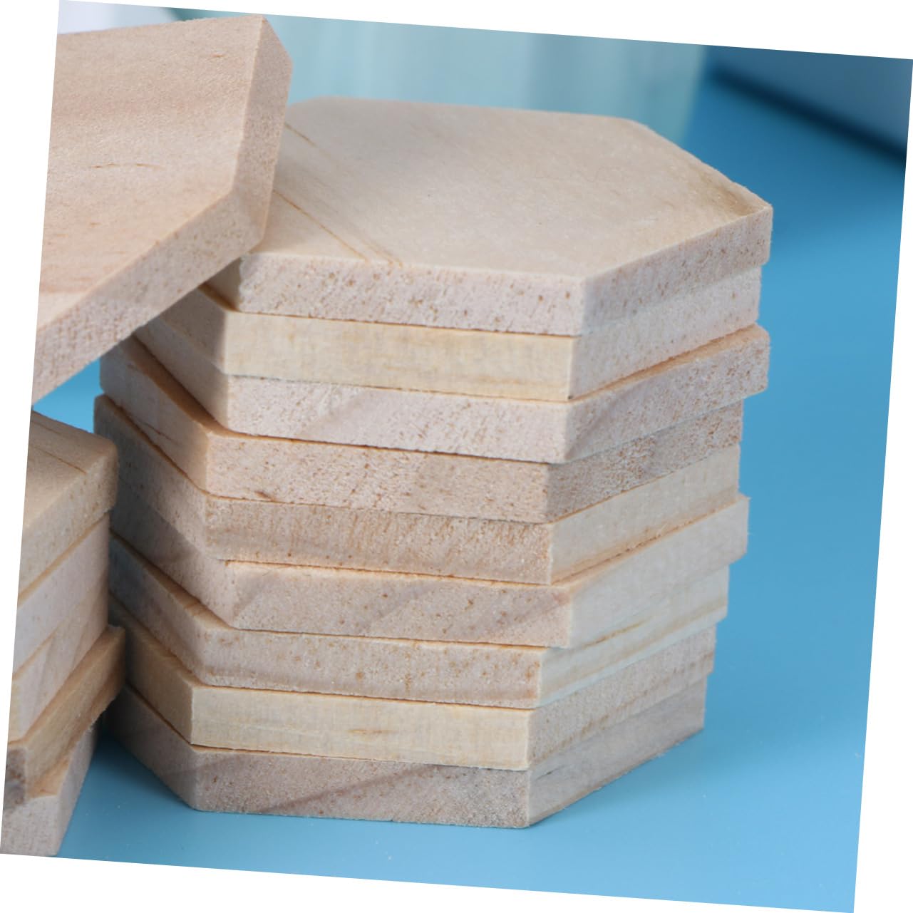 SEWACC 75stücke Holzscheiben Sechseck Blanko Zum Beschriften Für -projekte Hochzeit Party-dekorationen Glatte Oberfläche Naturbelassen Zum Bemalen Und Verzieren