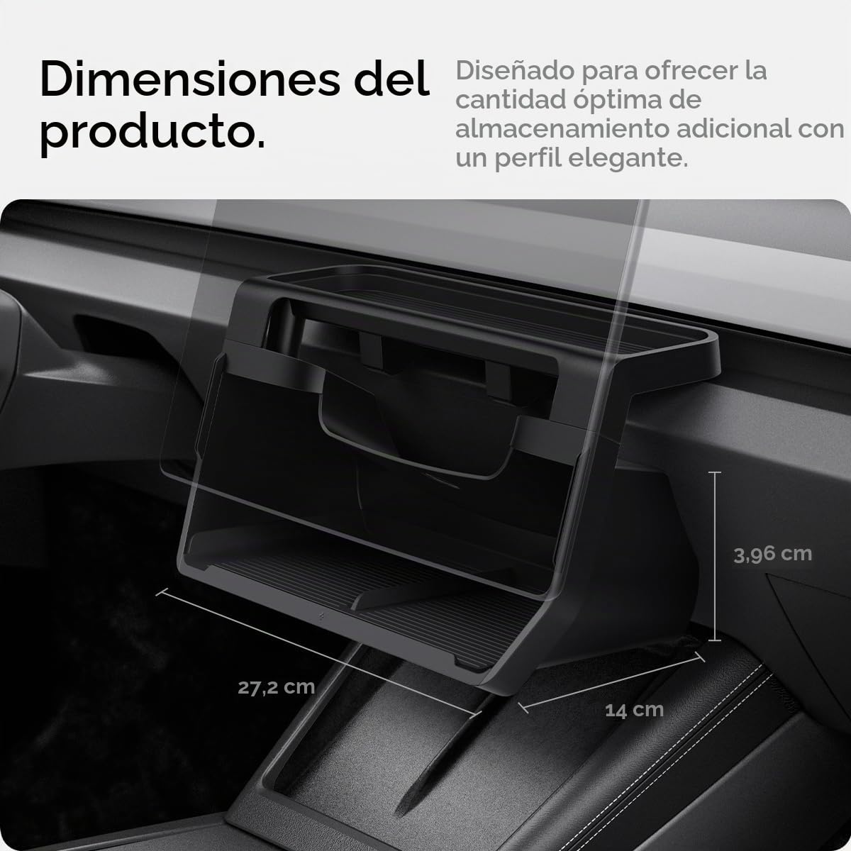 Spigen Tesla Model Y 2025 2026 Juniper y Model 3 Highland 2024 2025 2026 Organizador de Almacenamiento, Debajo de la Pantalla, Diseñado para Accesorios Tesla Model 3 - Negro
