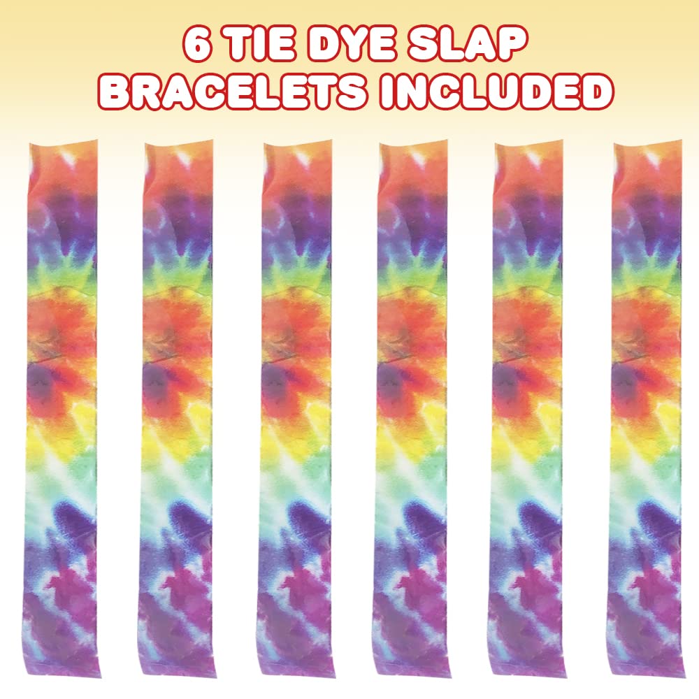 ArtCreativity Tie Dye Slap Bracelets for Kids, Set of 6, Colorful Wristbands for Boys and Girls, Fun Birthday Party Favors for Children, Goodie Bag Fillers, Carnival Prize