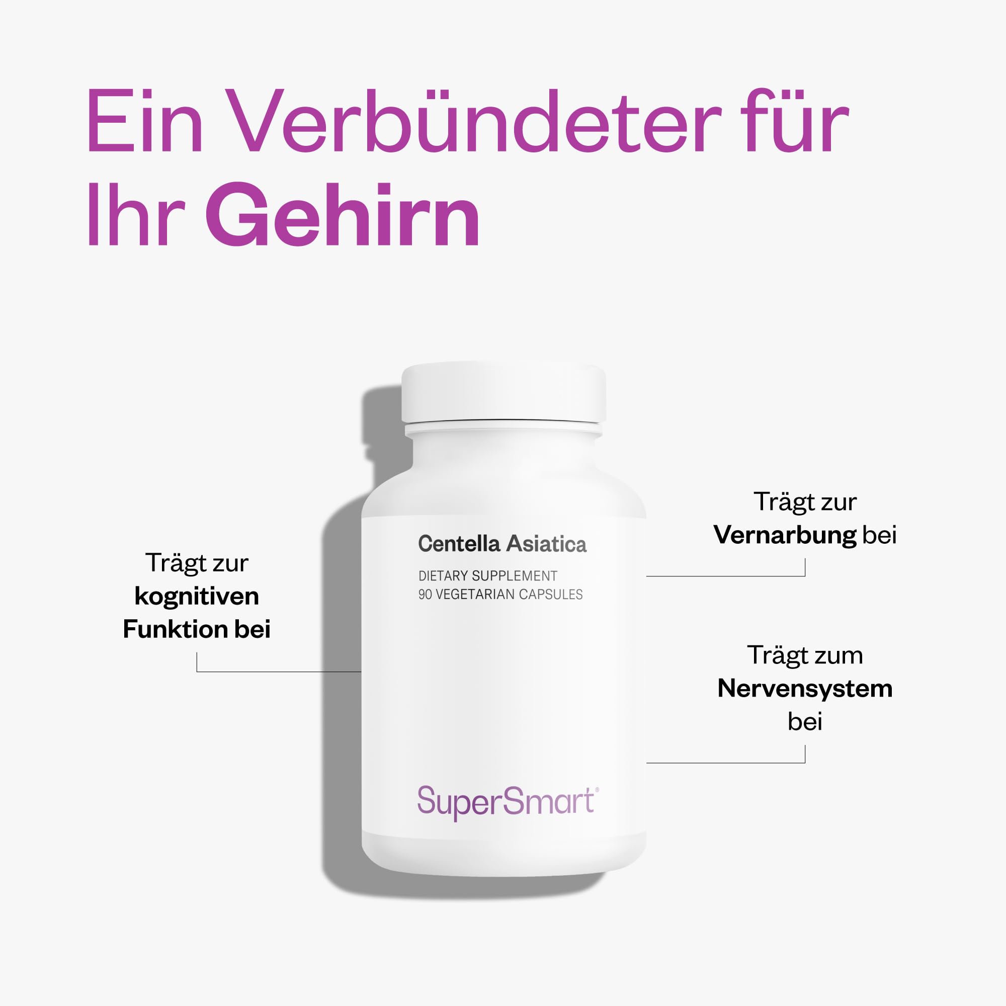 Centella Asiatica - Tigergras - Unterstützt das geistige Wohlbefinden und baut Stress ab - Trägt zu einem gut funktionierenden Immunsystem bei - Vegan - Glutenfrei - Supersmart