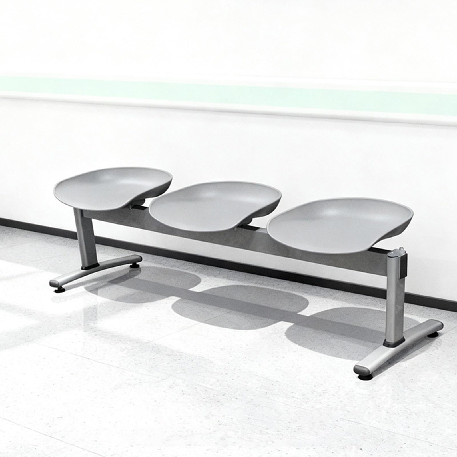 SaryEdge Office Chairs - Reception Seating Bench for Airport, Bank, Salon, School, Basketball Court - Comfortable & Durable Guest Chairs,Grey-150cm/59in,Grey-150cm/59in