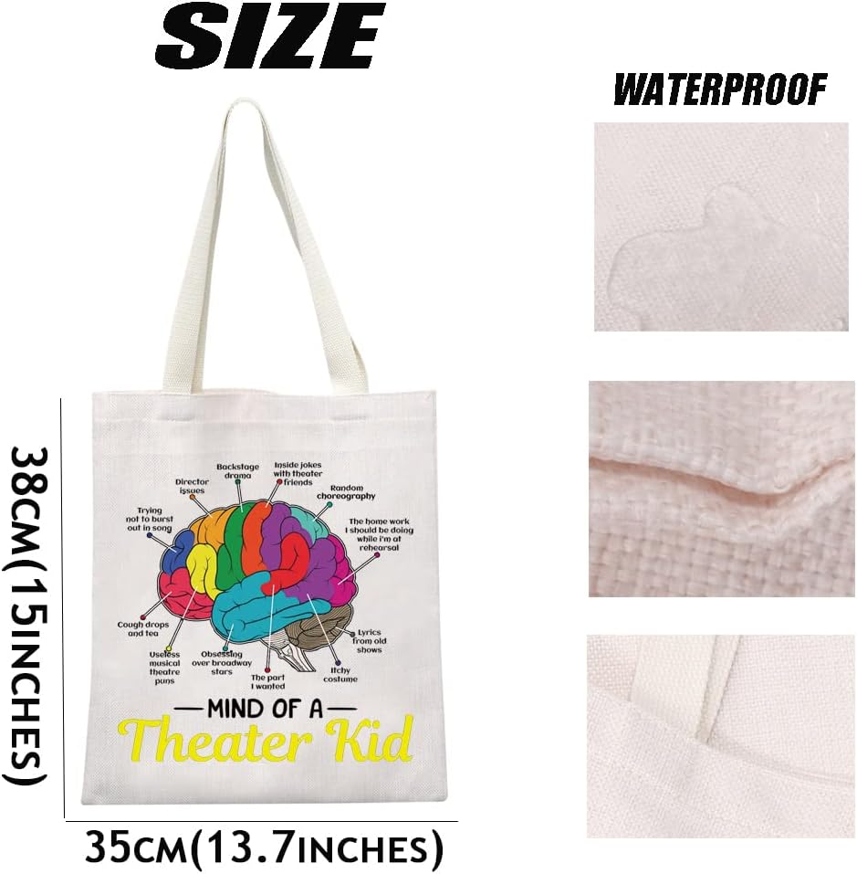 MEIKIUP Mind Of A Theater Musical Gifts Musical Theatre Nerd Makeup Bag Theatre Gift for Actress Actors (Theater Tote Bag) - Image 3