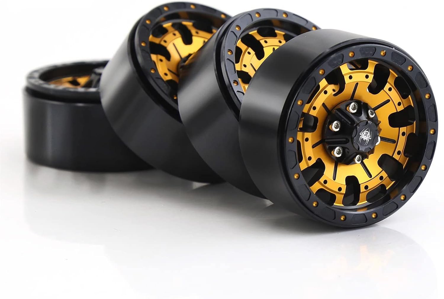 Lifehead 4PCS Aluminum 1.9 Inch Beadlock Wheels CNC Machined for 1/10 RC Crawler Car TRAXXAS TRX4 TRX6 Axial SCX10 90046 90047 SCX10 III AXI03007 Tamiya CC01 D90 D110,（Red&Golden）