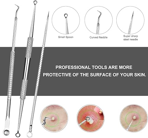 Miniatura 5 de Fluco Kit de herramientas para eliminar puntos negros 8 piezas de extractor de comedona de puntos negros para nariz cara extracción de puntos