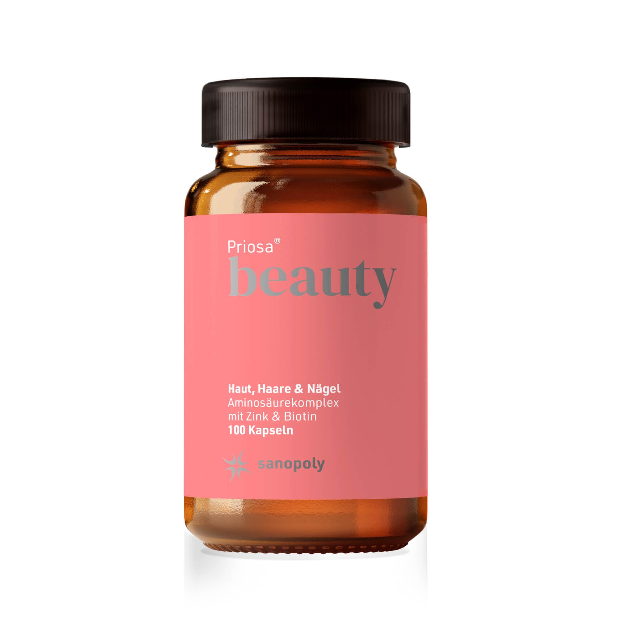 Priosa® BEAUTY 100 Kapseln I Nährstoff-Mix für Haut, Haare, Nägel & Knochen I Biotin, Q10, Zink, Kieselerde, Aminosäuren & Vitamine I Vegan