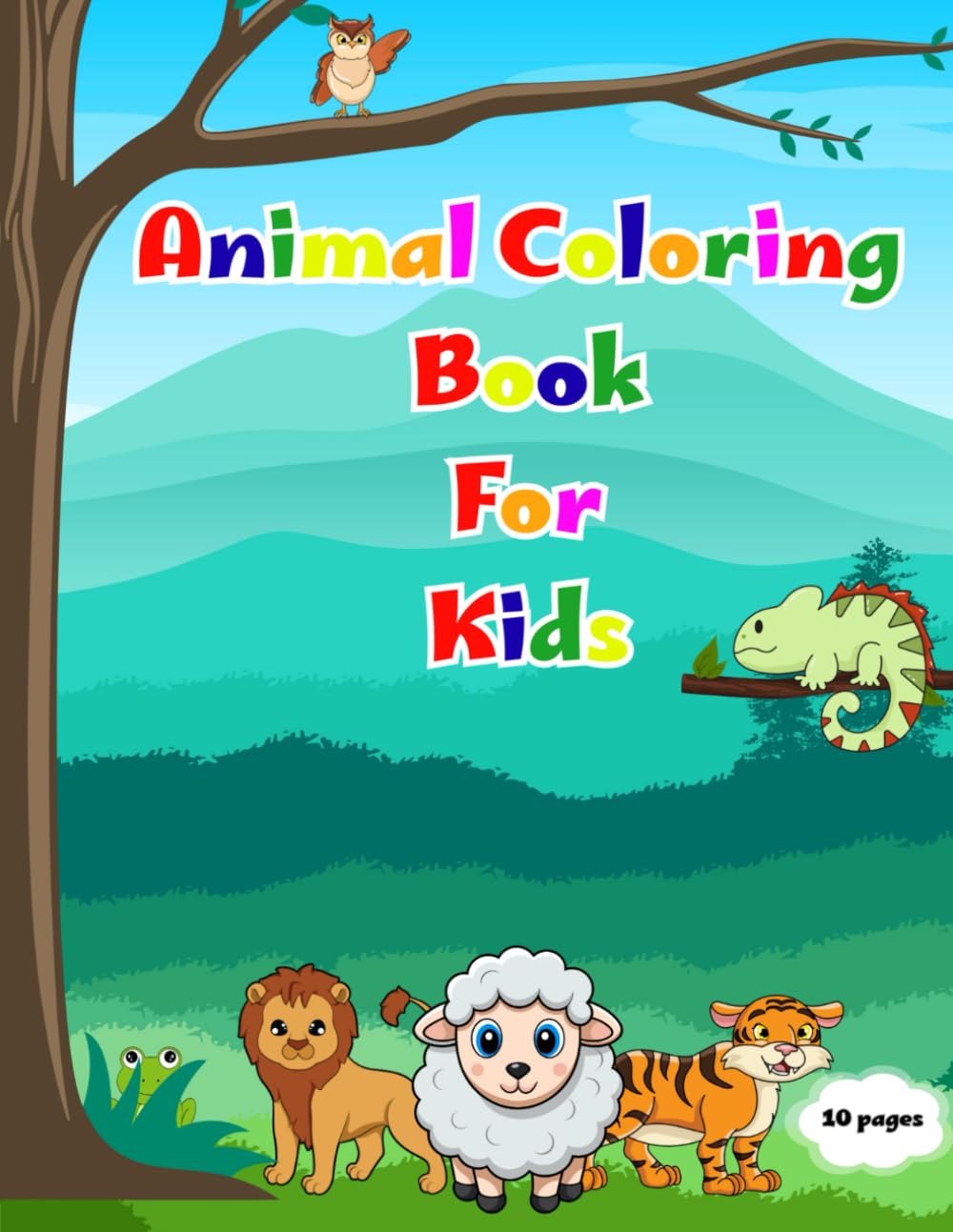 Animal Book For Kids: Easy animal coloring book for kids ages 3–8. Cute farm and jungle animals to color and enjoy! Great for boys and girls.