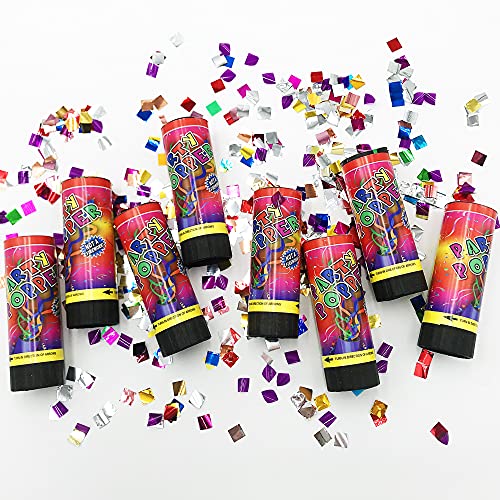 Image of Confetti Poppers Cannons for Wedding Birthday Graduation Baby Shower Kids Fun Party Supplies Decorations and Favors (Colorful)