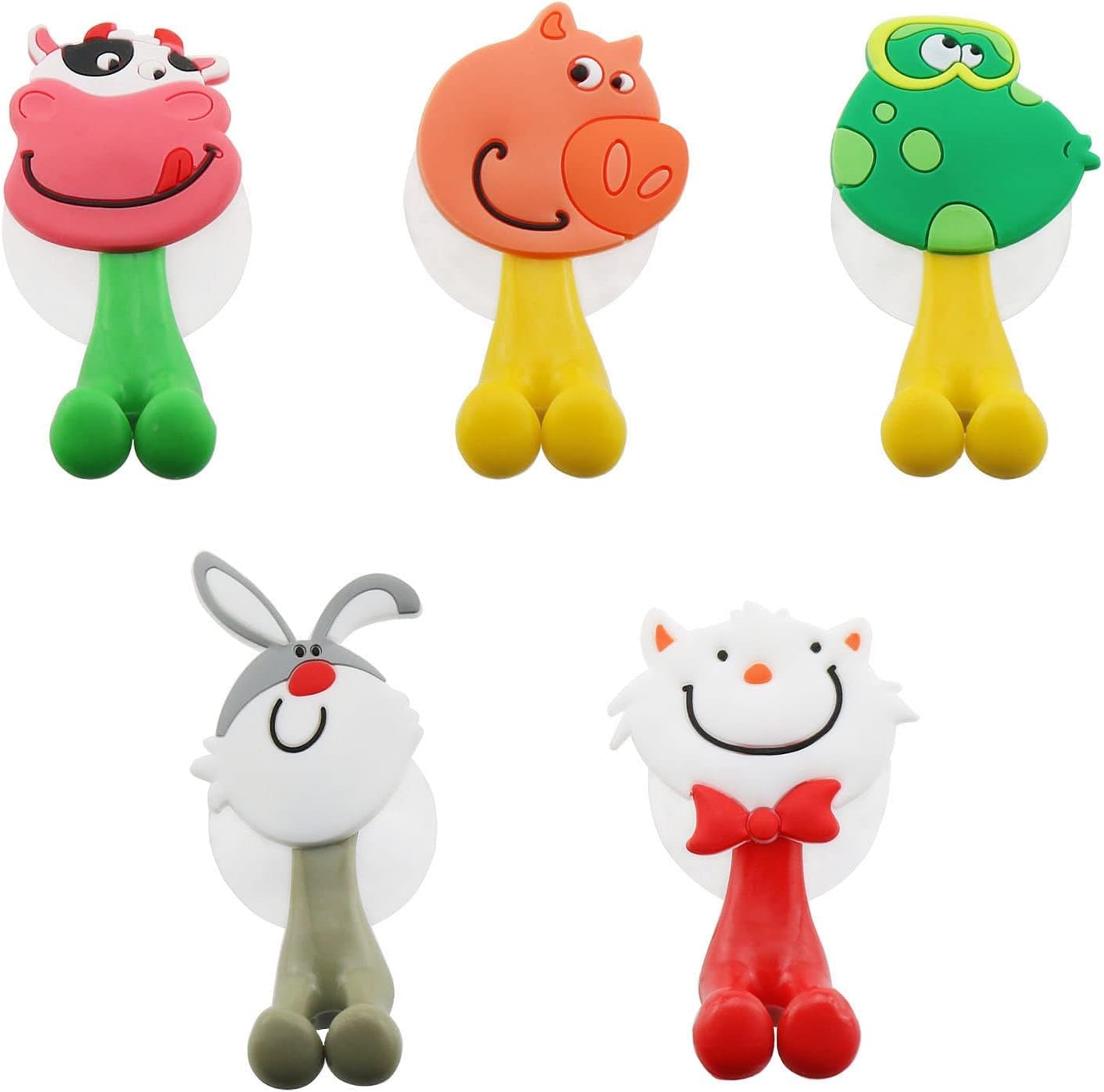 5PCS Kids Toothbrush Holders, Cute Cartoon Animals Wall
