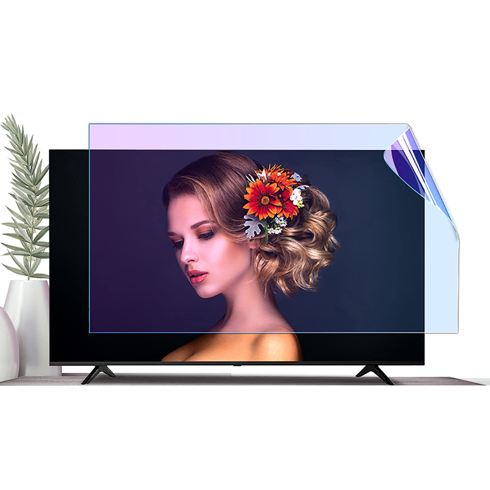 WLWLEO 32-75 inch TV Anti-Glare Screen Protector, Blocking Blue Light Filter Film Anti-Reflection Rate Up to 90%, Help You Sleep Better