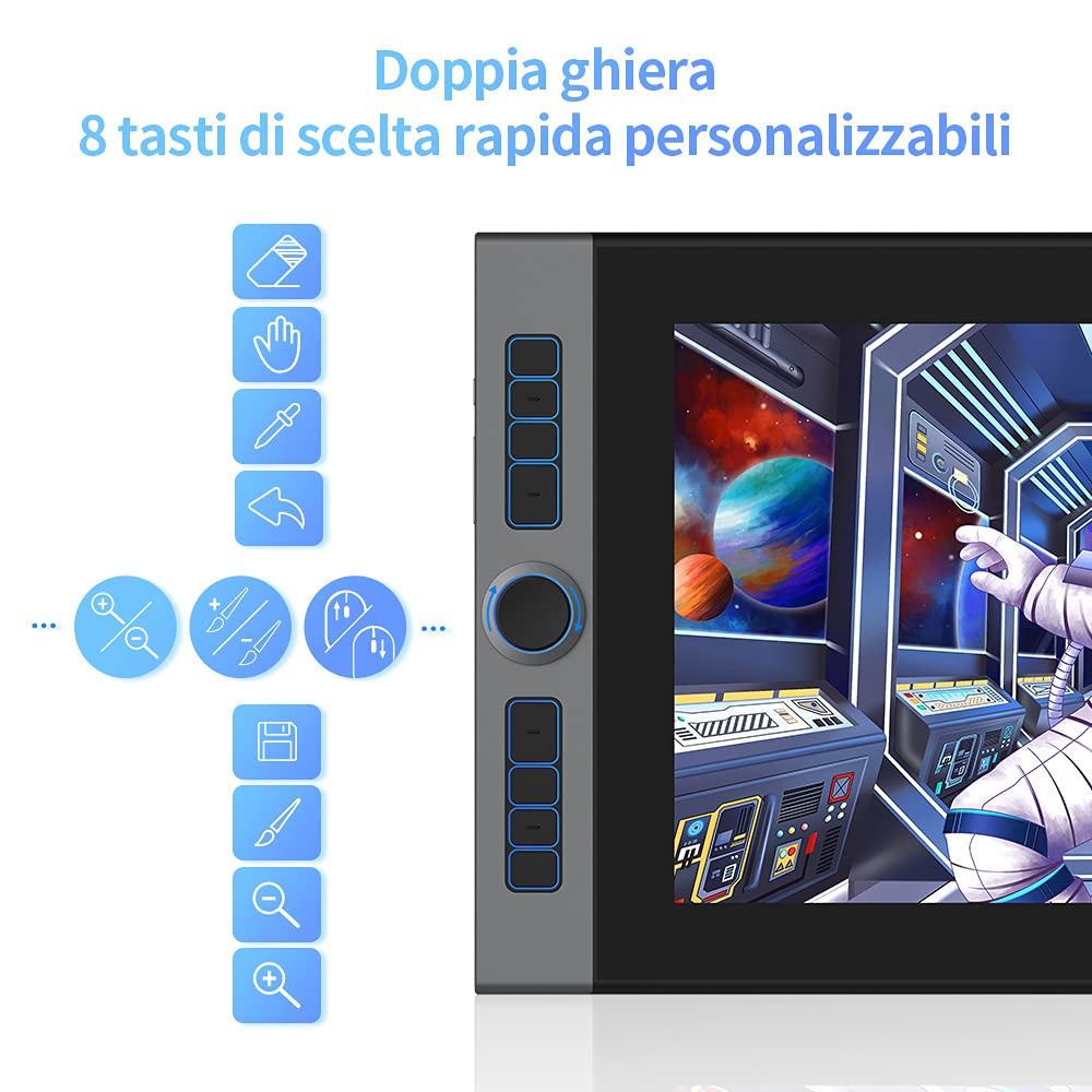 XP-PEN Artist Pro 16 Tavoletta Grafica con Schermo Full-Laminato da 15,4 pollici, 133% sRGB, Display con Penna senza batteria con X3 Smart-Chip, per il disegno professionale