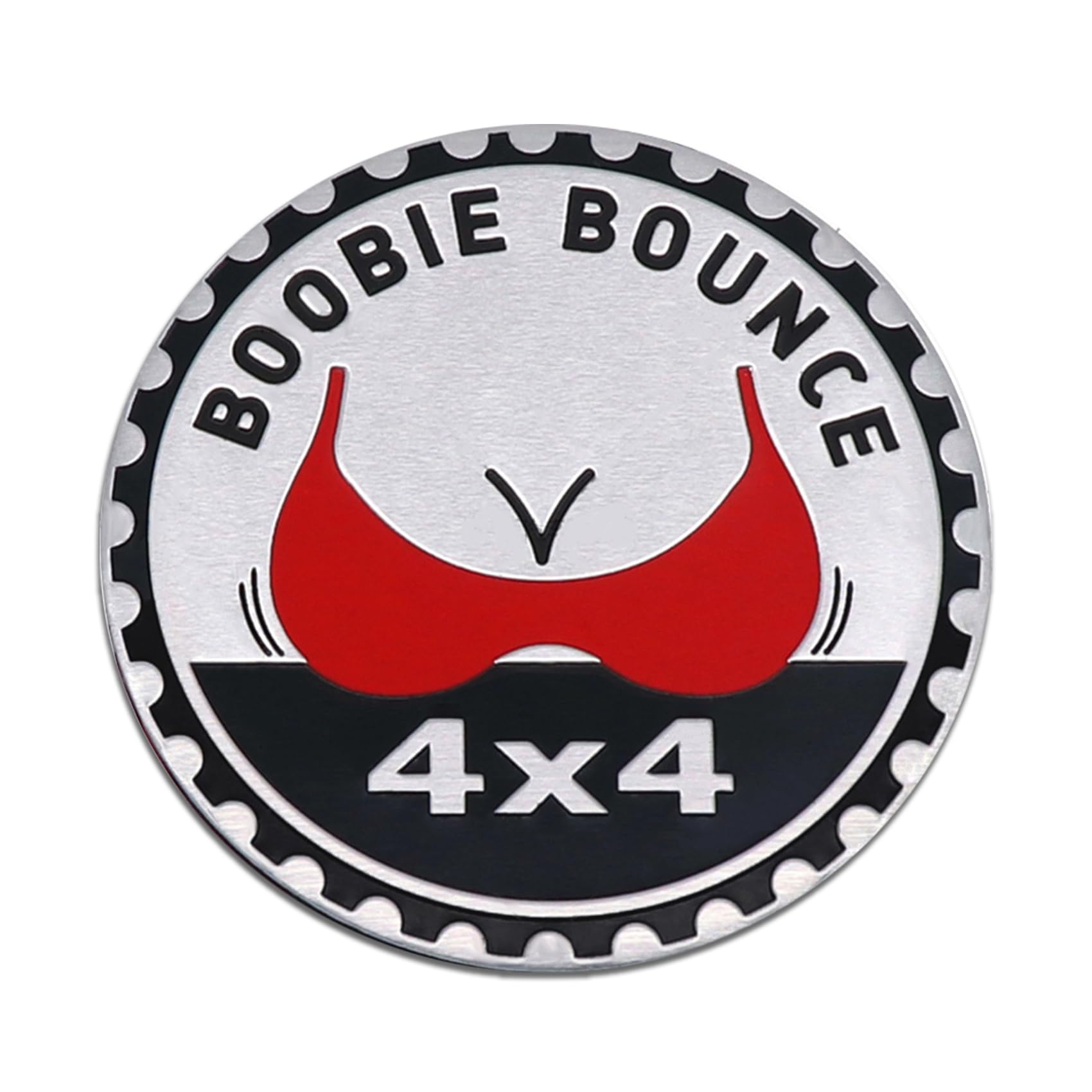 Booble Bounce Badge Rated Car Emblem, 4 x 4 3D Metal Car Badge Decals Stickers Round Emblem Decals, Universal Exterior Decorations Accessories Emblems Badge for Jeep Wrangler Vehicles Truck SUV RV