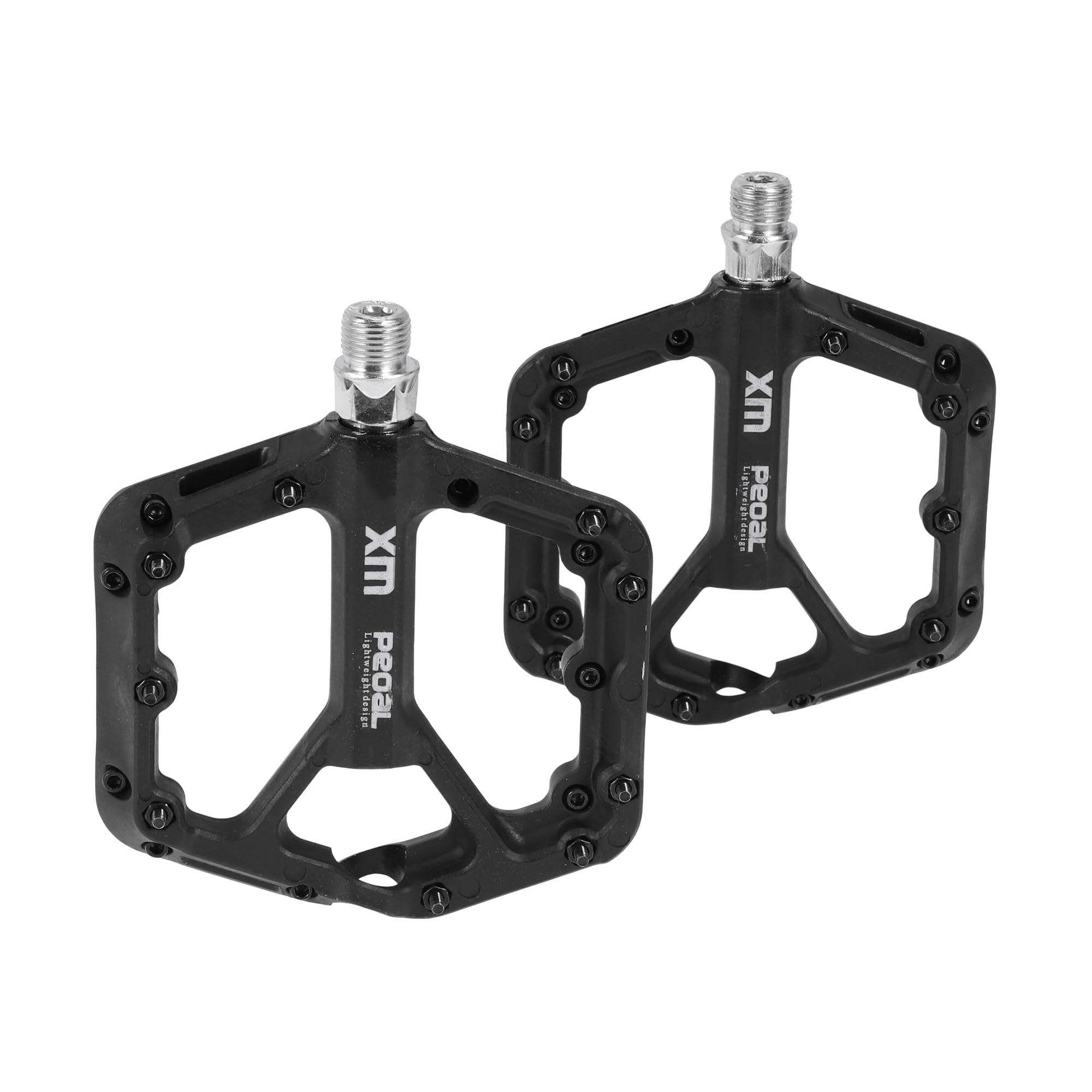 Partuto Bicycle Pedal Nylon Universal Bike Flat Pedal without Reflective Strips Black 14mm Axles Non-Slip Bicycle Pedal for BMX MTB 1 Pair