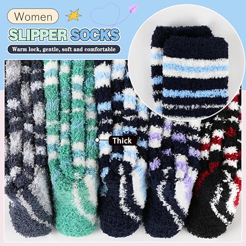 Image of Fuzzy Socks Warm Fluffy Winter Cozy Thick Plush Slipper Sleep Comfy Crew Socks for Women & Men 5 Pairs