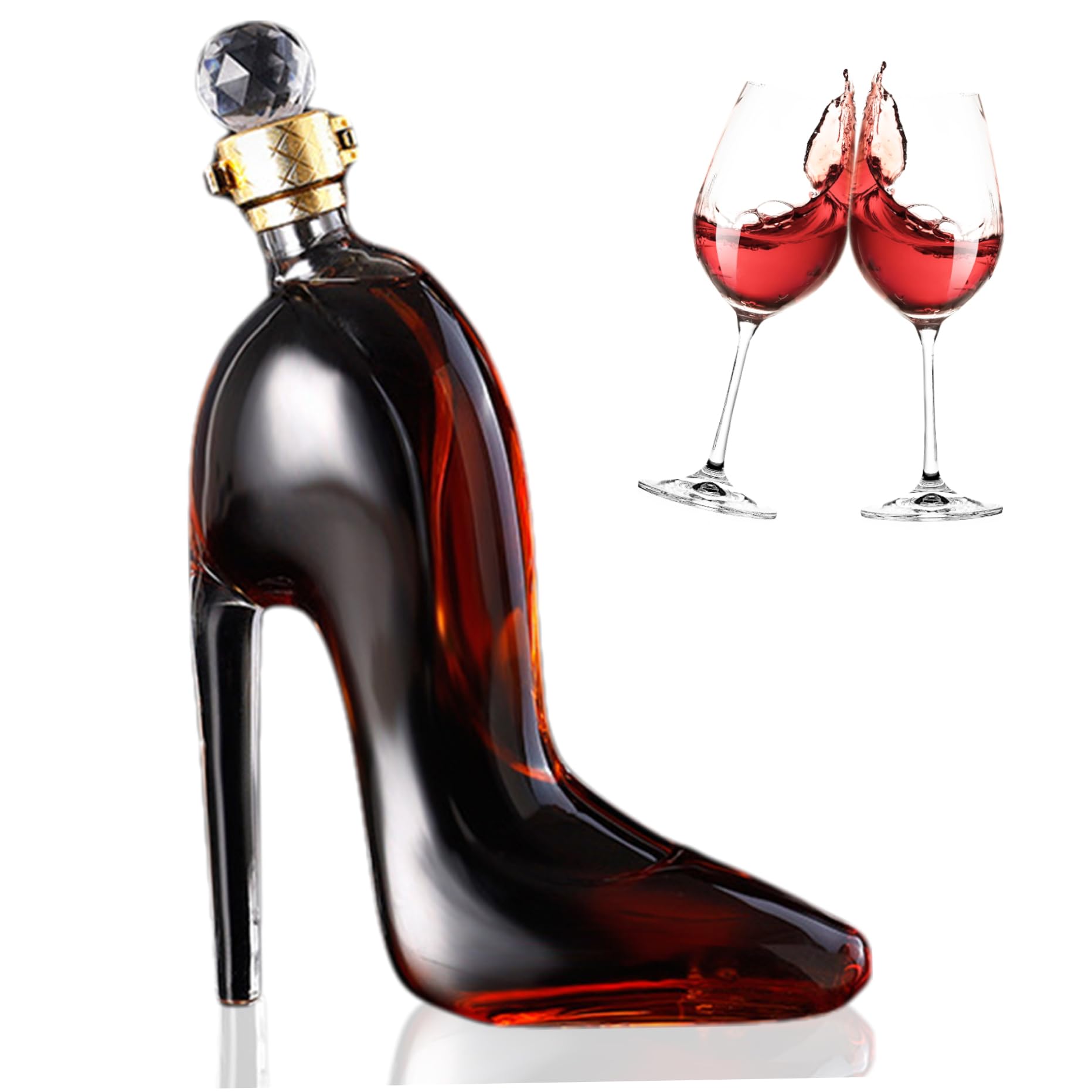 Wine Decanter High-Heeled Shoes Shape Decanter Set for Women 350ml Wine Carafe Set Transparency Sealing Wine Accessories for Bars Night Clubs Hotels