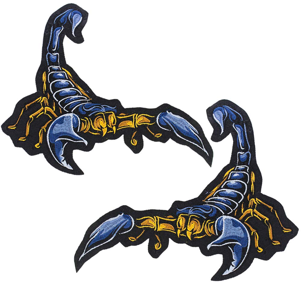 Emdomo Multicolors Scorpion Embroidery Patches Punk Biker Back Badge Iron On Stickers Applique 1 Pair