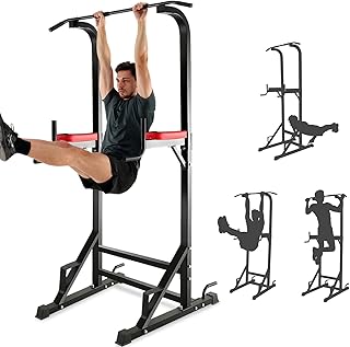 ISE 5-in-1 Power Tower Workout Dip Station, Multifunction Pull Up Bar for Dips, Chin Up, Ideal as Chin, Abs, Back and Tric…