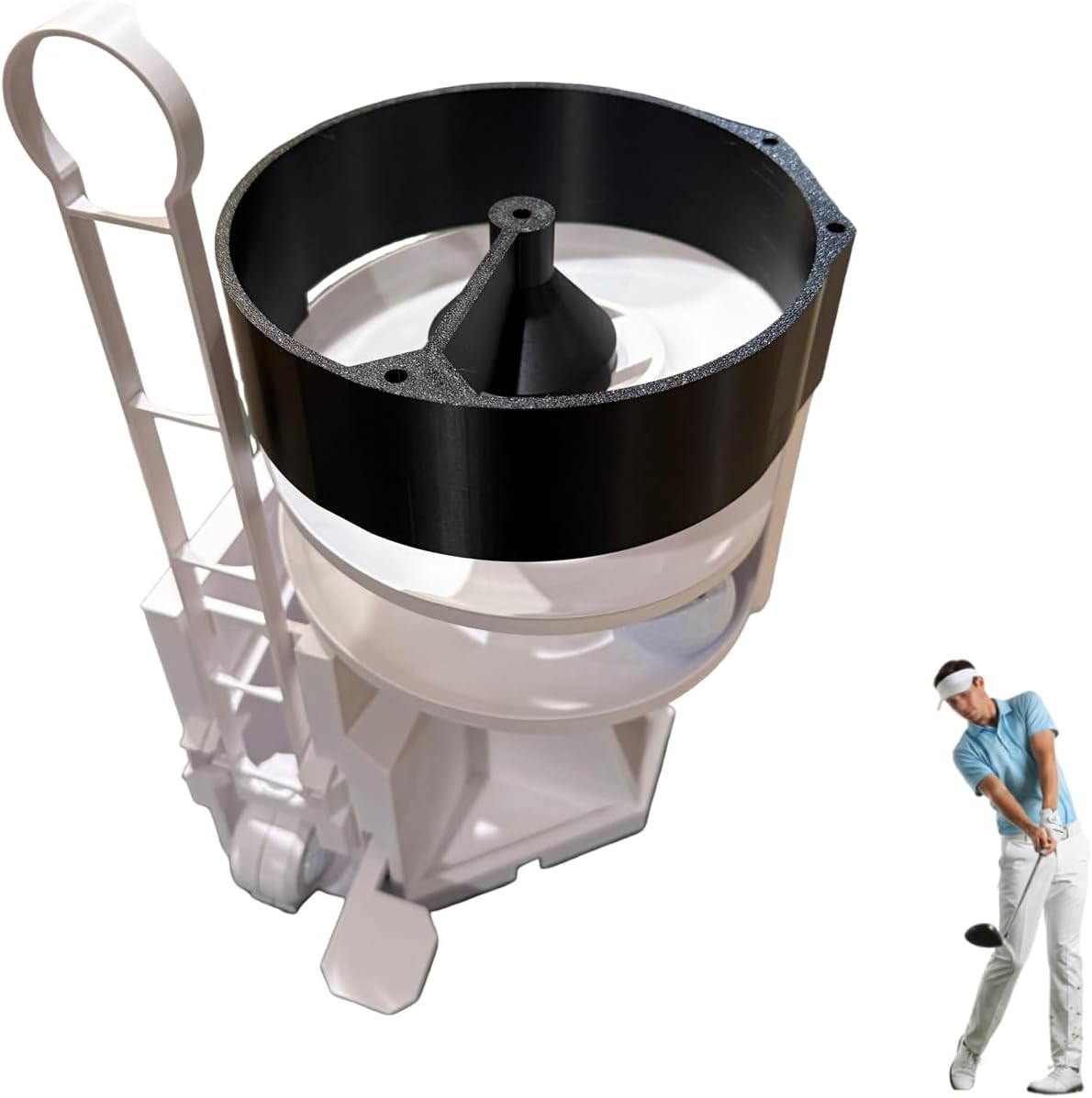 Golf Ball Dispenser Professional Edition, Large Hopper Funnel for Easy Reload & Smooth Practice, Compatible with Standard Range Buckets