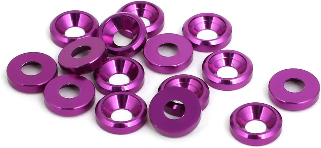 M3 Aluminium Quality Parts Alloy Cup Head Engine Bay fende-r Bumper Washer Purple 15pcs Model:28as155qo315