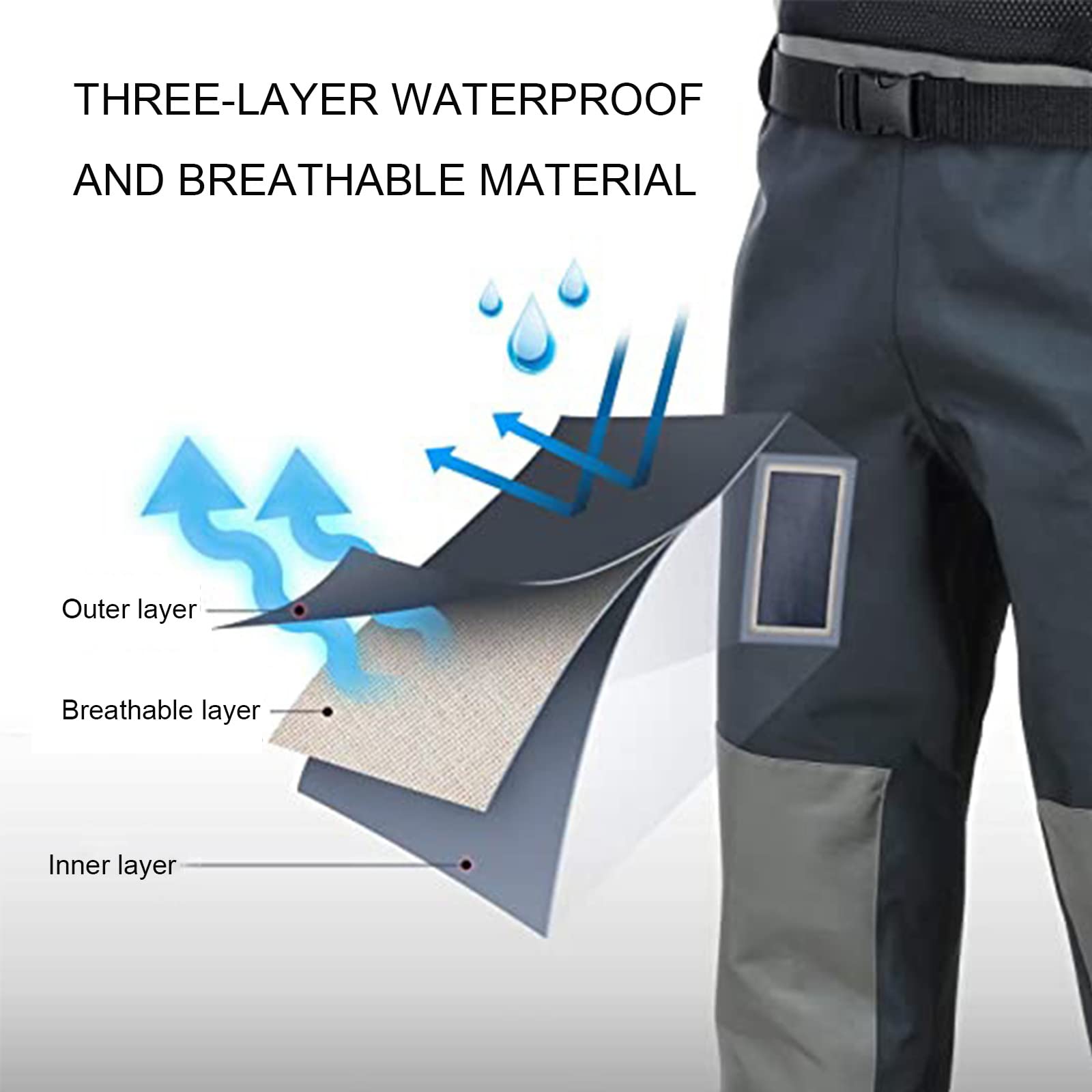 Pantalones de Pesca Waders Ropa Monos de Pecho Portátiles Botas de Media Transpirables Impermeables para Caza de Patos y Pesca con Mosca