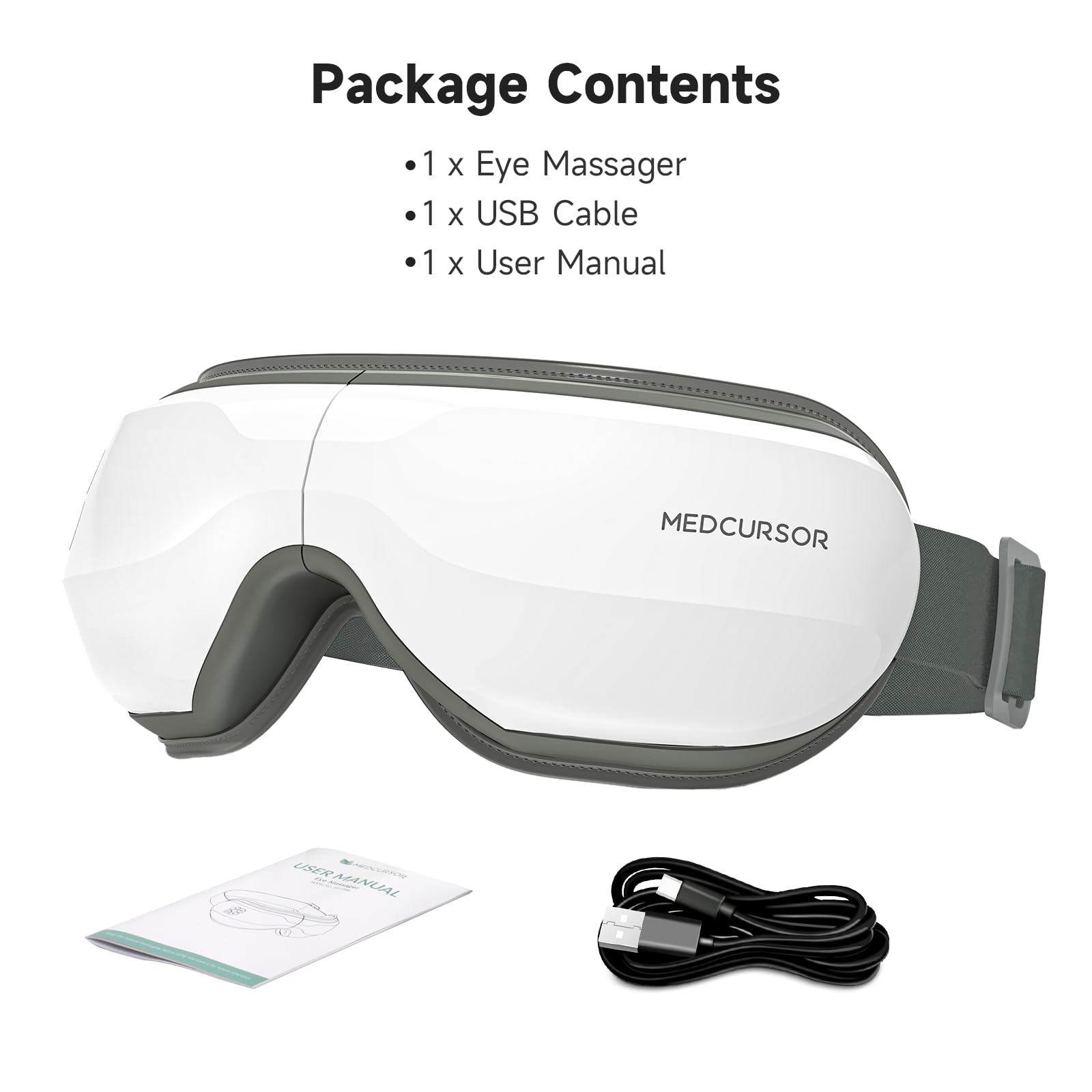 Medcursor Masajeador de Ojos con Calor – Mascarilla Eléctrica con Compresión y Terapia de Calor para Aliviar la Fatiga Visual, Ojos Secos y Mejorar la Calidad del Sueño