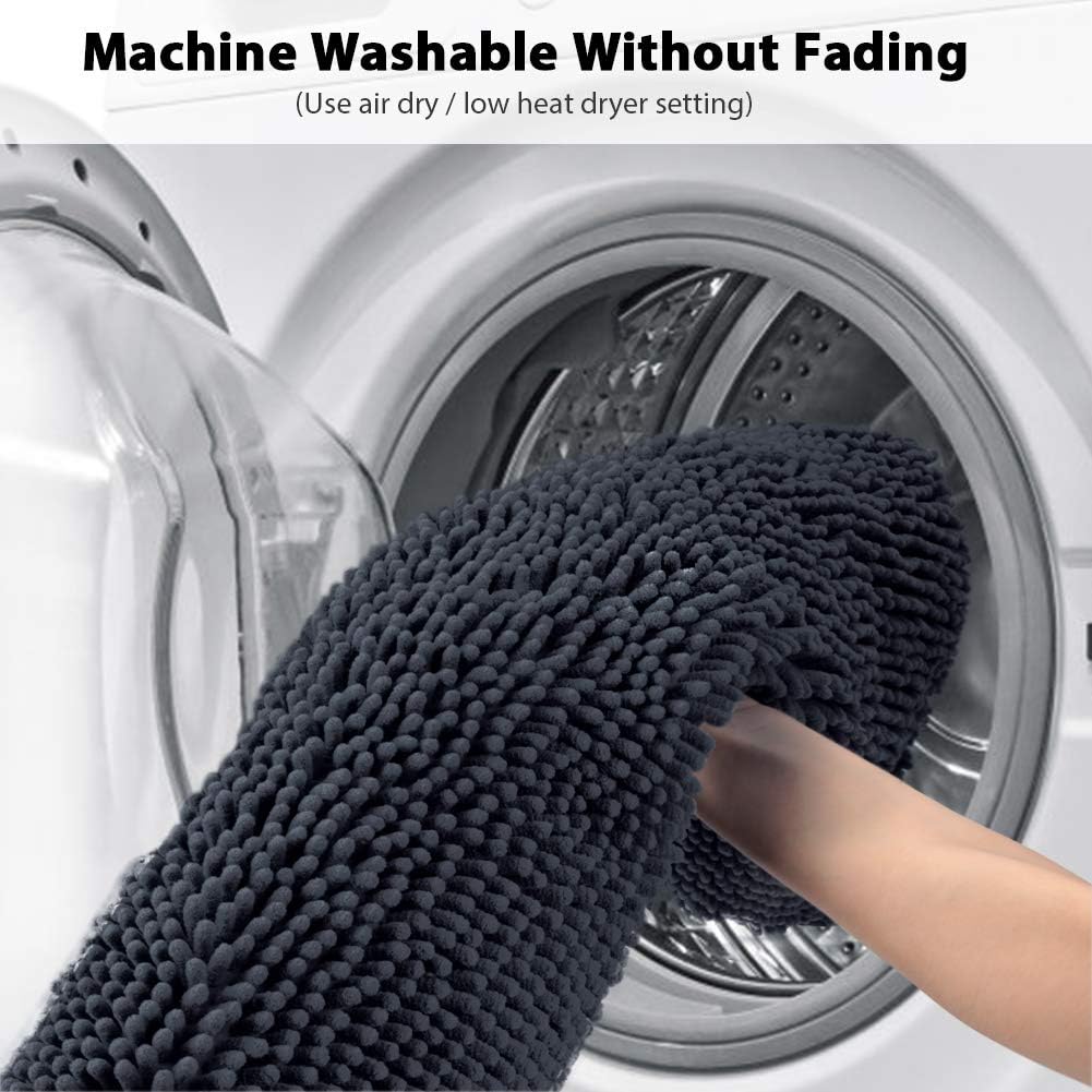 Secura 47″ x 28″ Bathroom Rugs – Ultra-Soft Absorbent Chenille Bath Mat, Machine Washable & Non-Slip Bath Mats for Bathroom, Shower, Tub & Home Decor (Dark Gray) - Image 5