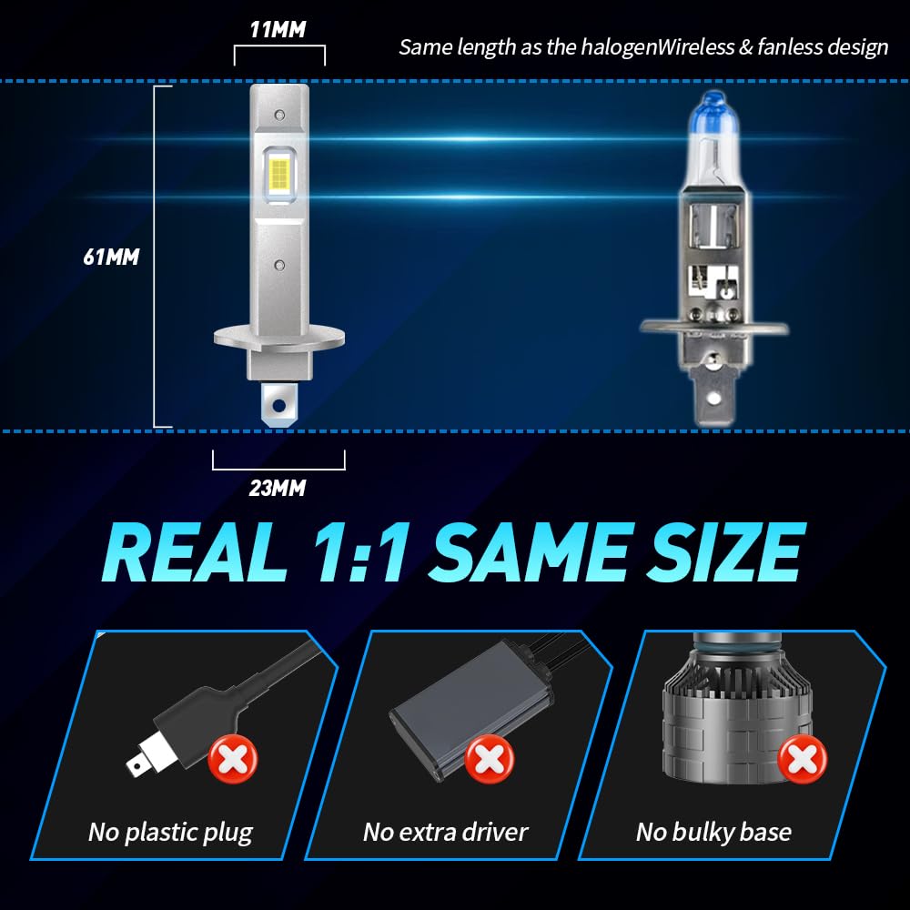 Ampoules LED H11/H8 Sidaqi 80W 18000lm - 6000K Blanc - Phare Et Antibrouillard - Lot De 2
