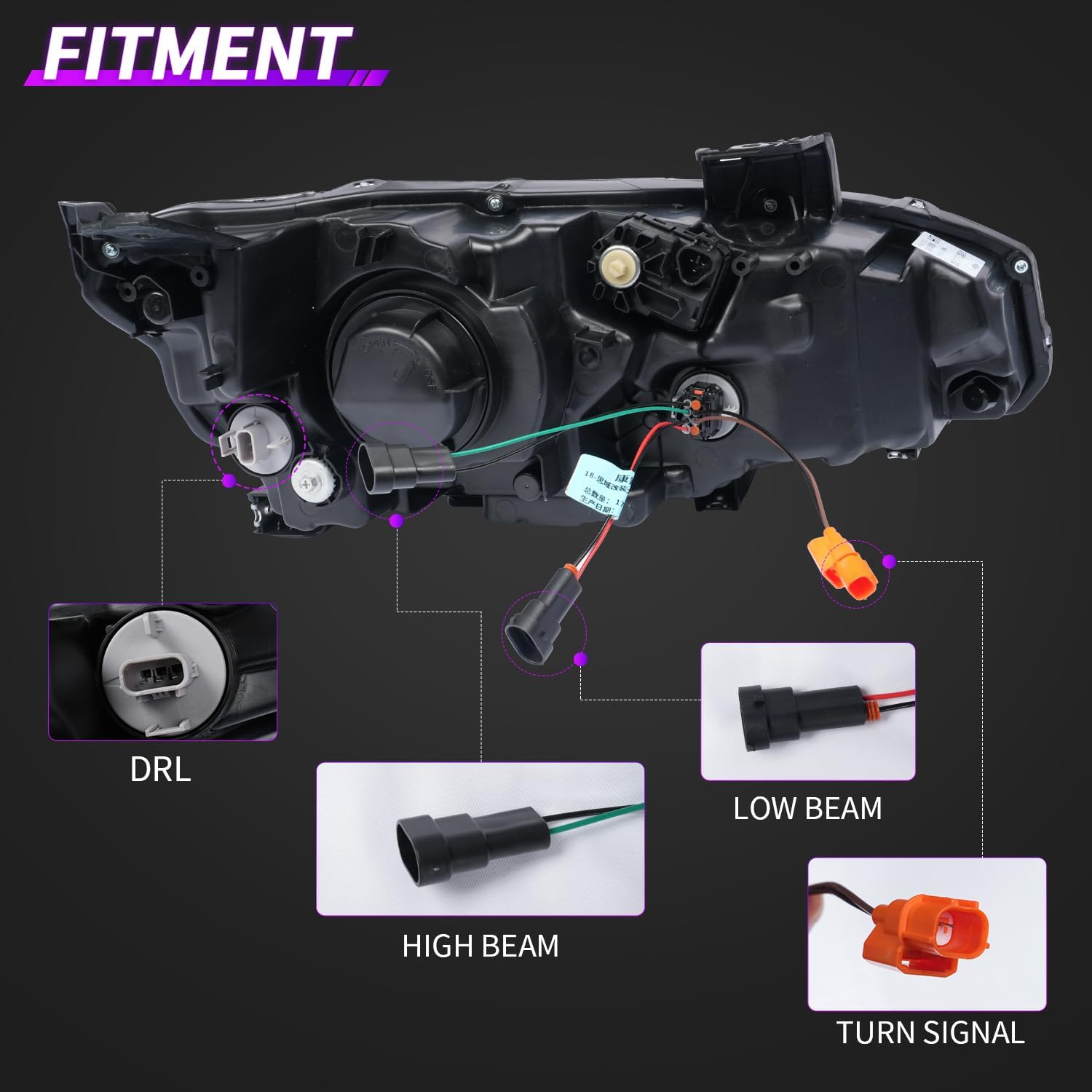Archaic Headlights Assembly Compatible for 10th Gen Honda Civic 2016-2021,Projector Headlight w Sequential Turn Signal for Civic Sedan/Coupe/Hatchback,for EX/LX/Sport/Touring/Si/Type R, Pair