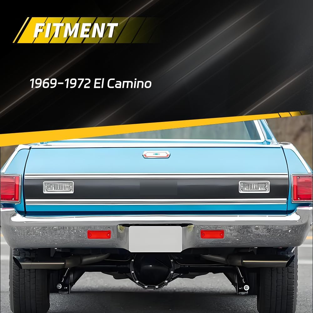 Rear Bumper Reflector Compatible with 1969 1970 1971 1972 Chevy El Camino, [DOT Certified] [IP67 Waterproof] Rear Bumper Reflector Cover [No Bulbs], 2 PCS, Red Lens