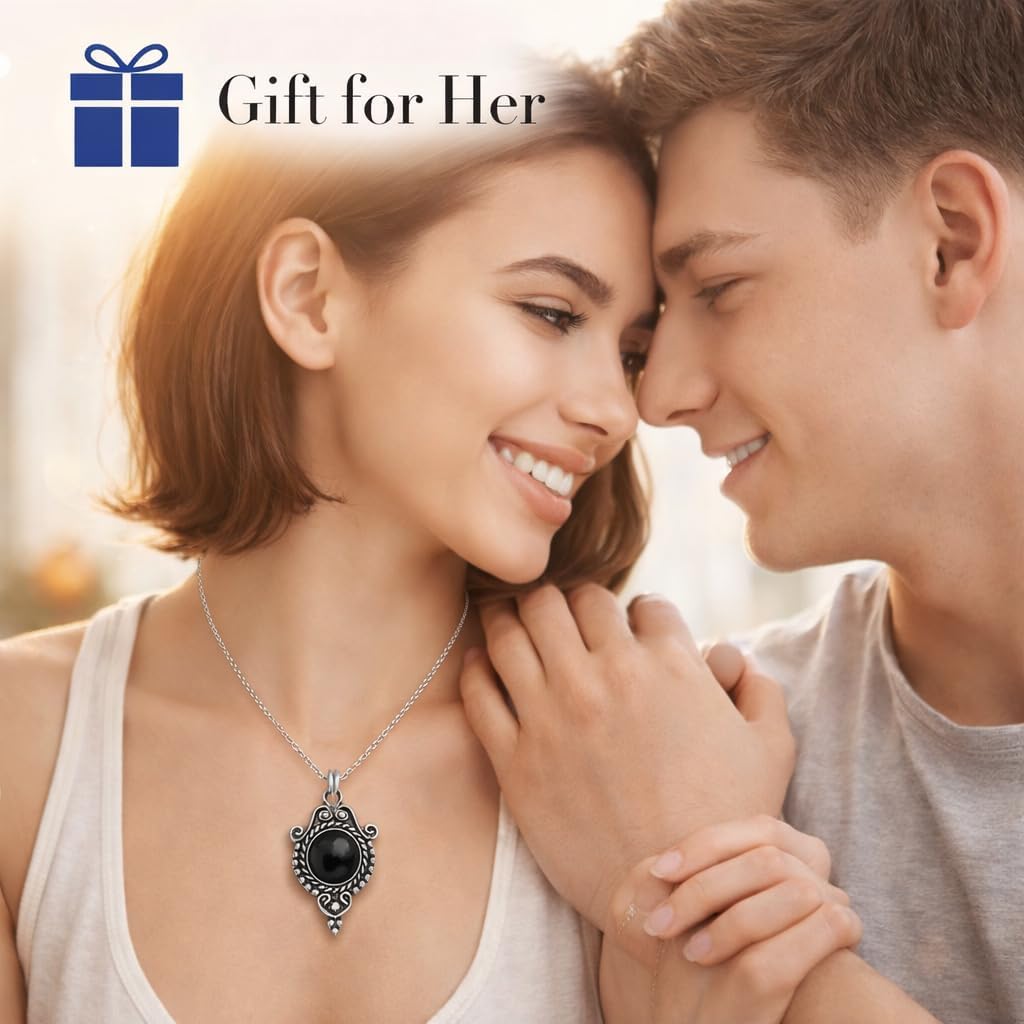 Natural Gemstone Pendant 10x10 mm Round Shape Necklace, 925 Sterling Silver Antique Oxidised Pendant, Spiritual Healing Crystal for Balance, Unique Handmade Gift Jewelry For Her. - Image 4