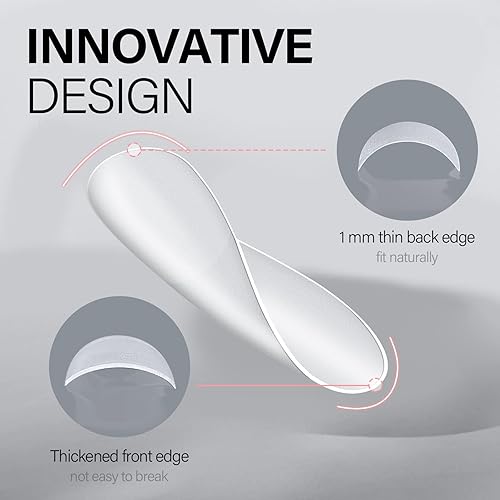 Vista 19 de AILLSA 450 puntas de uñas de gel extra cortas, puntas de uñas de gel de cobertura completa, punta de uñas postizas preliminadas a presión, 15