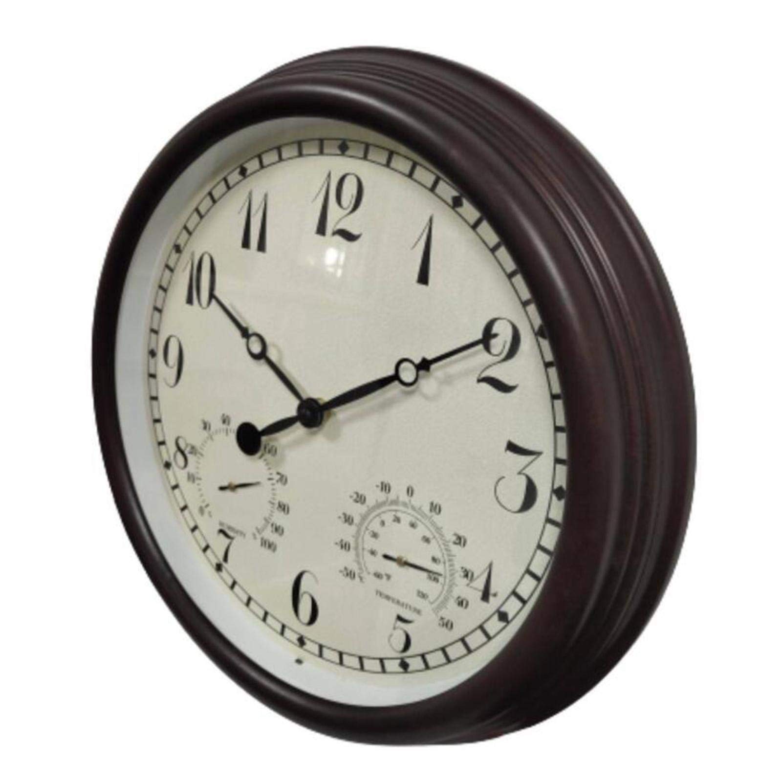 Zegary ogrodowe zewnętrzne wodoodporne, 38 cm retro zegary zewnętrzne do ogrodu montowane na ścianie z termometrem higrometrem cichy zegar zewnętrzny zegar do wewnątrz i na zewnątrz dekoracja