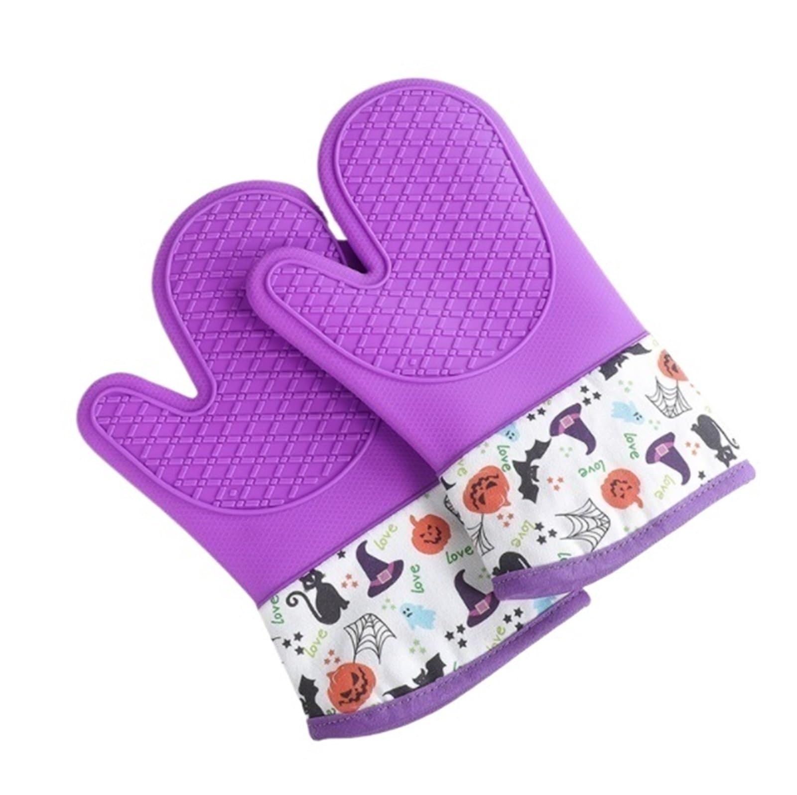 Rękawice Do Gotowania Pieczenia 1 Para Żaroodpornych Rękawic Kuchennych Silikonowe Rękawice Izolacyjne Do Piekarnika Rękawice Do Pieczenia(Purple)