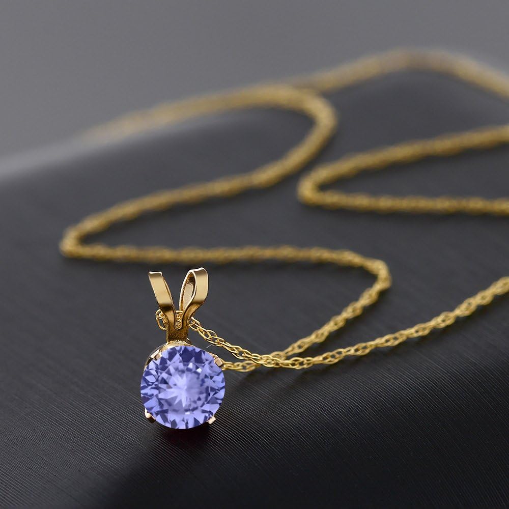 Gem Stone King 14K Yellow Gold 5MM Round Gemstone Birthstone Pendant Necklace | Gold Necklace For Women | With 18 Inch Gold Chain - Image 4
