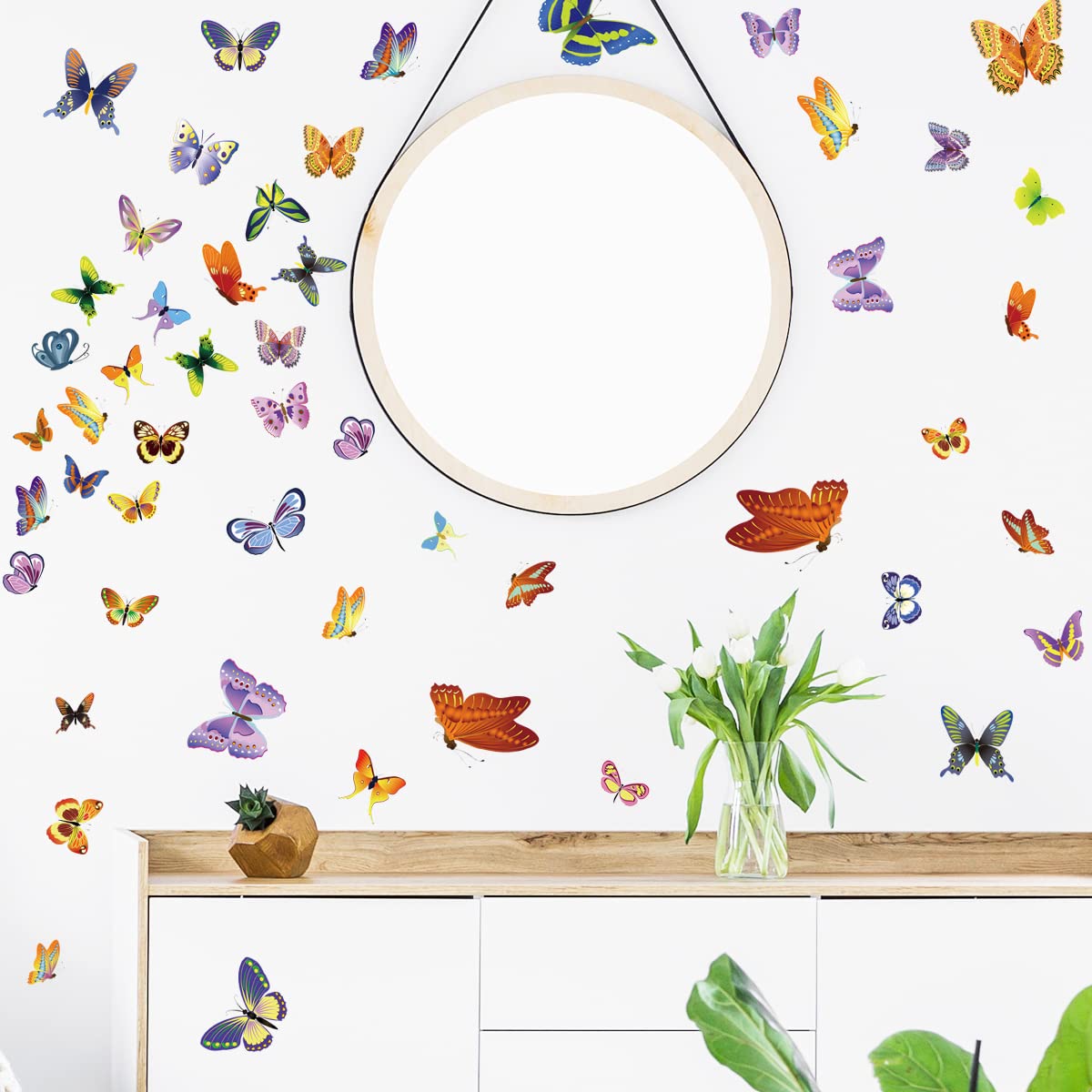 Glow Rainbow Wall Stickers - Large & Small Decals With Butterflies, Stars, Hearts For Kids Room Decor