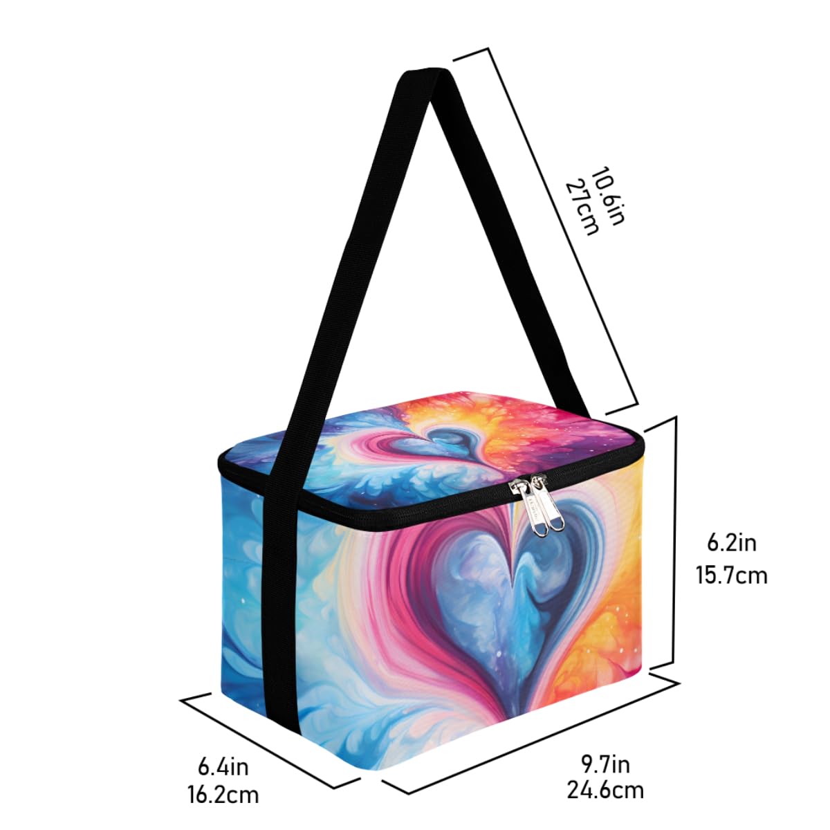 GzLeyigou Lunch Bags for Women Men 9 Cans,Abstract Heart Texture Hot & Cold Food Delivery Bag Insulated Grocery Bag Insulated Lunch Box Pinks Blue Heart Cooler Bag for Office Work Picnic Beach