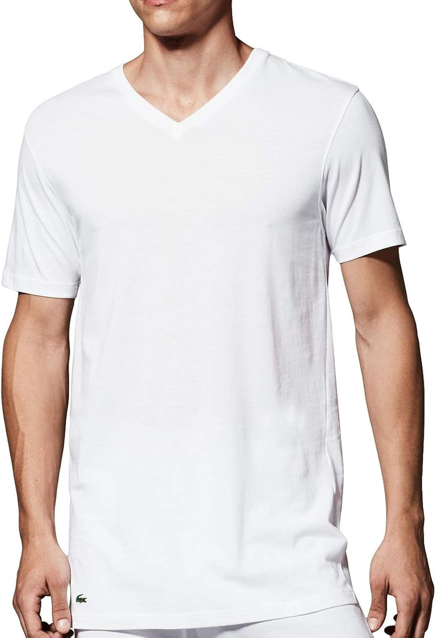 Lacoste Men's 100% Cotton V-Neck T-Shirt, 3 Pack