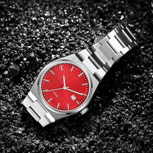Image of Men's Stainless Steel Analog Watch with Textured Dial | Premium Quartz Movement | Date Display Wristwatch for Casual, Office & Formal Wear | Stylish Silver Bracelet Watch for Men