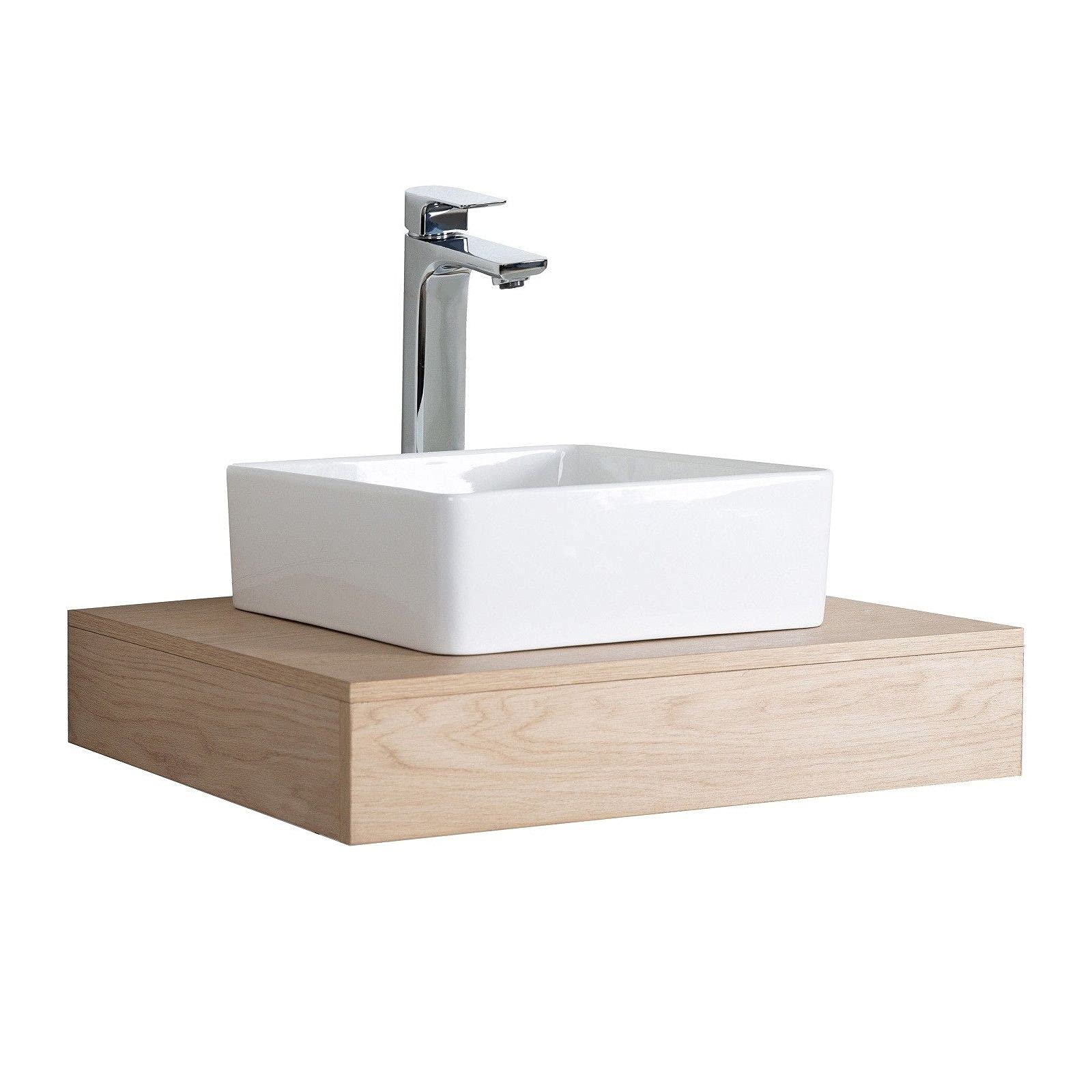 Mueble de baño Will – encimera colgante de 60 cm + lavabo + espejo + mueble cajón + escuadras