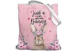 Pink Bunny Preppy Canvas Tote Bag