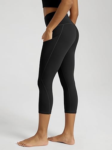 Miniatura 613 de ODODOS - Leggings tipo capri de mujer, no se traslucen y modelan el abdomen, con cintura alta y bolsillos; para hacer yoga, atletismo, ejercicio