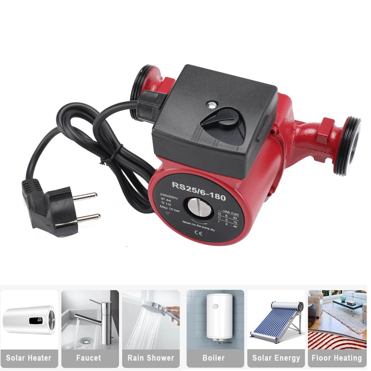 RS25-60/180 Umwälzpumpe Heizungspumpe Zirkulationspumpe Effizienzpumpe 1.5Zoll Mit 1 Zoll Adapterkopf 180mm lang
