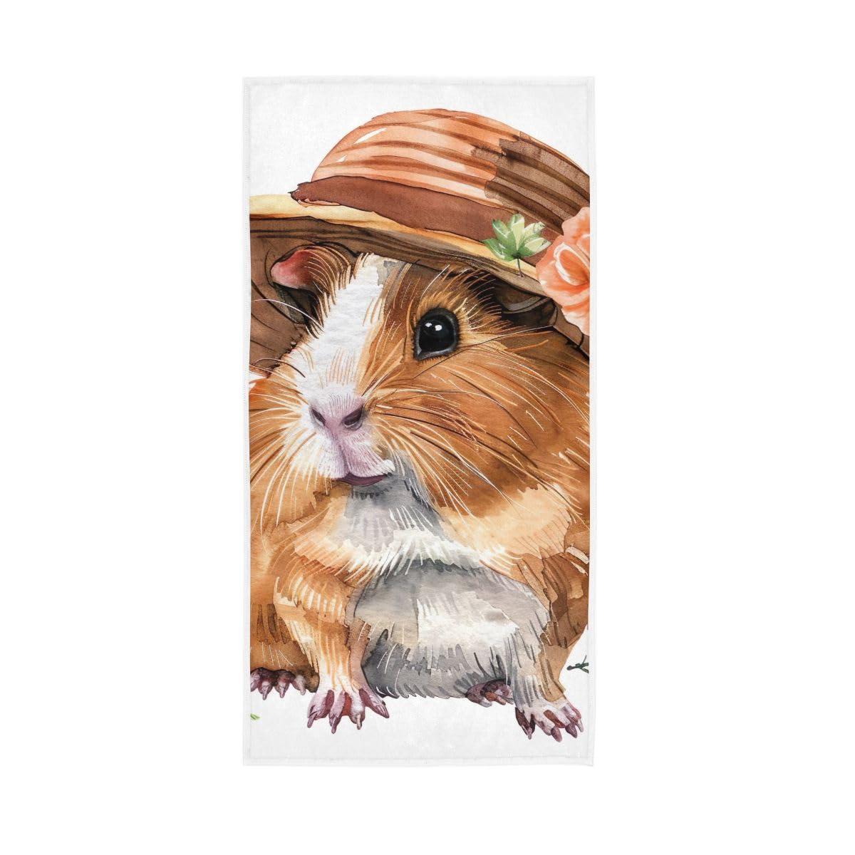 HUYGD Guinea Pig Wearing Hat Hand Towel, Hand Towels Cotton for Bathroom, Gym, Hotel, Spa 15 x 30 Inches
