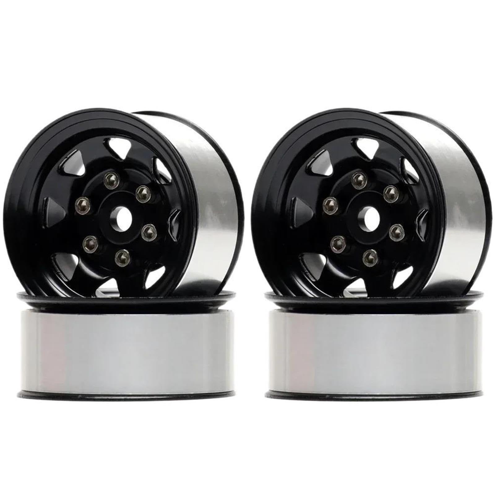 4 szt. Aluminium 1.55" 46mm Koła Obręcz biała/czarna do 1/10 RC Crawler Auto osiowe SCX10 D90 TF2 do Ta-miya CC01 LC70 LC80 RC4WD(Black 4 szt.)