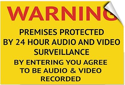 Warning 24 Hour Audio and Video Surveillance Entrance Label Decal Sticker 7 Inches X 5 Inches