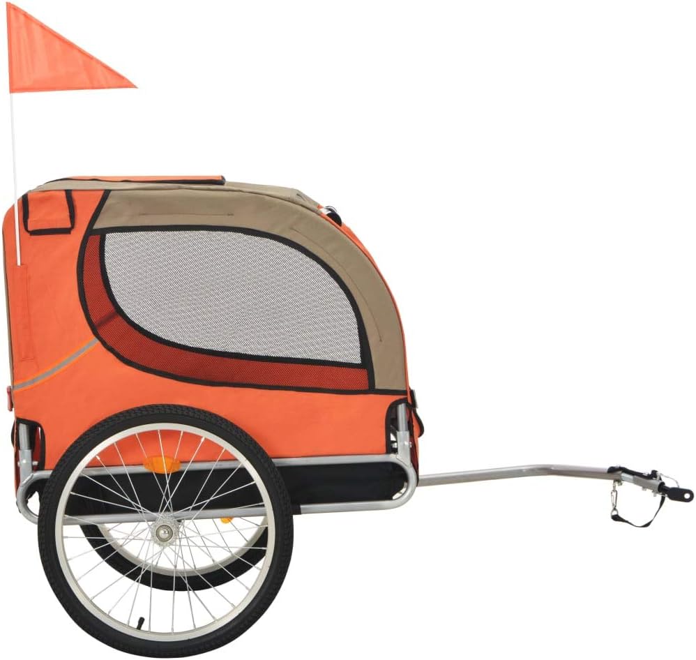 Dog Bike Trailer with rain Cover, Durable Frame, Easy to Connect and Disconnect to Bicycles, Safety Tether, Collapsible to Store, Suitable for Medium Sized Dogs