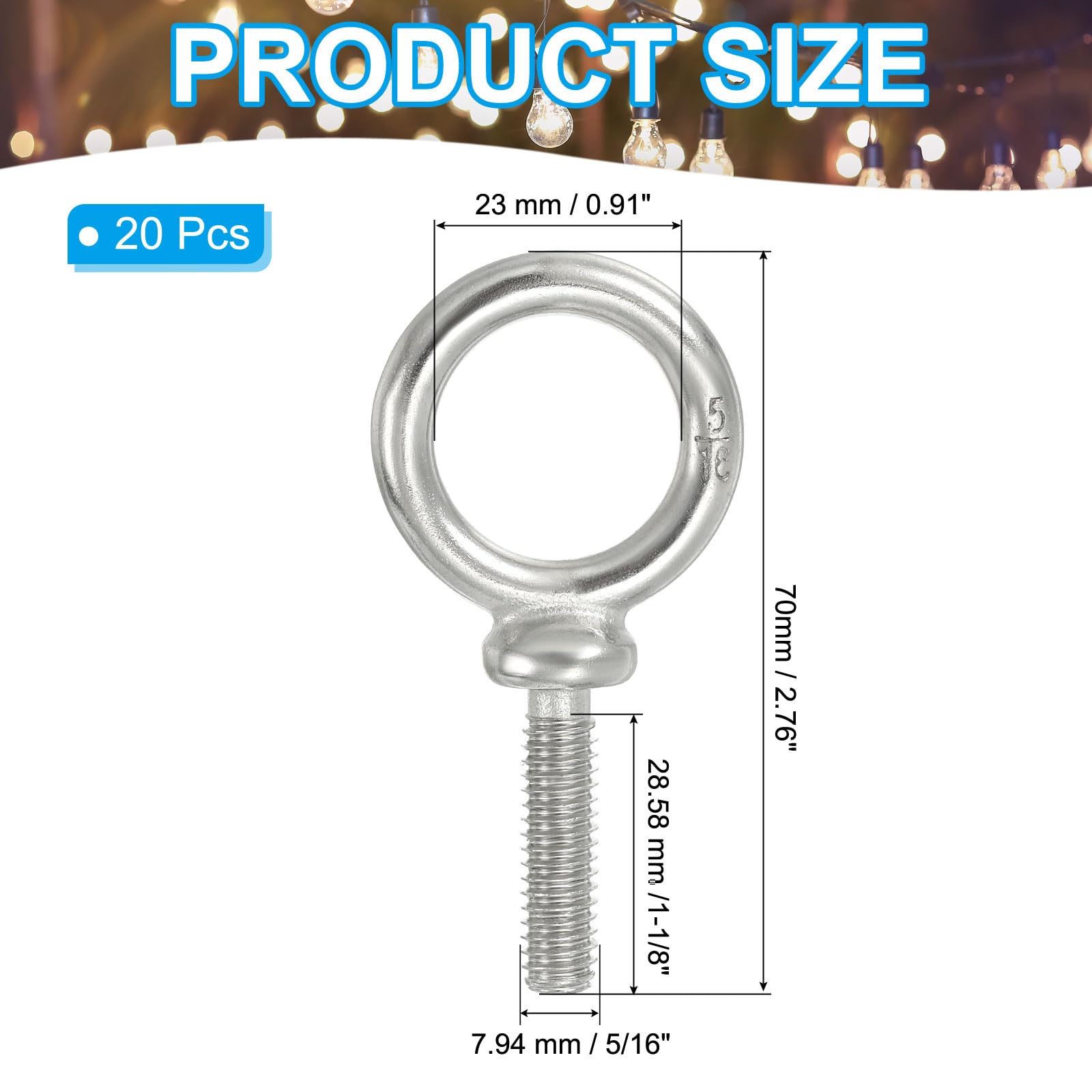 PATIKIL Lifting Eye Bolts UNC5/16"-18 - Image 2