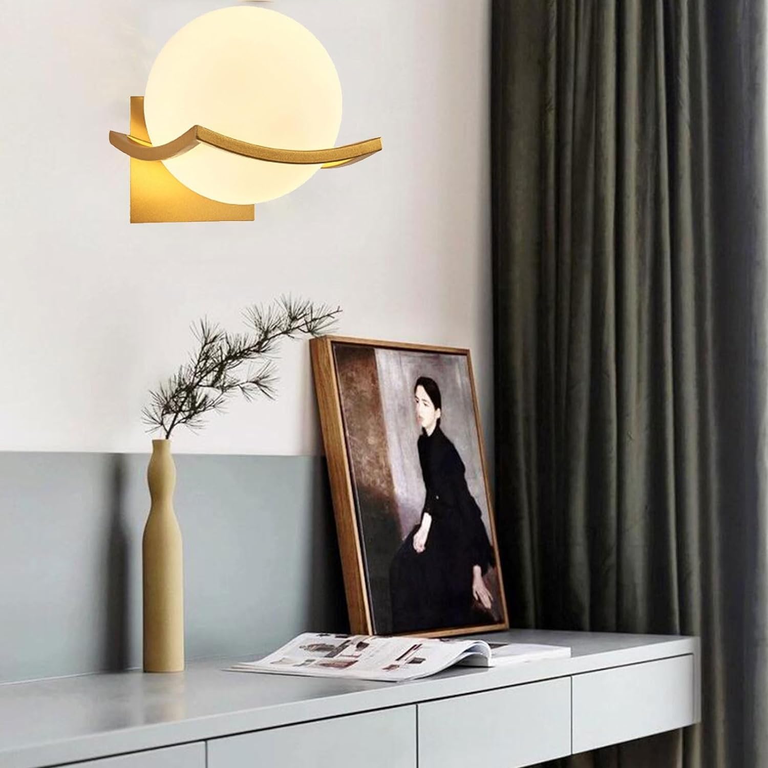 Szklana kula lampa ścienna biały globus kinkiet elegancki zamontowany oprawa oświetleniowa, do salonu