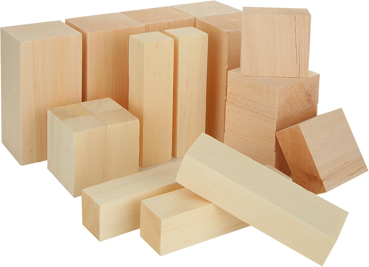 20PCS Basswood Carving Blocks, 4 Size Unfinished Wood