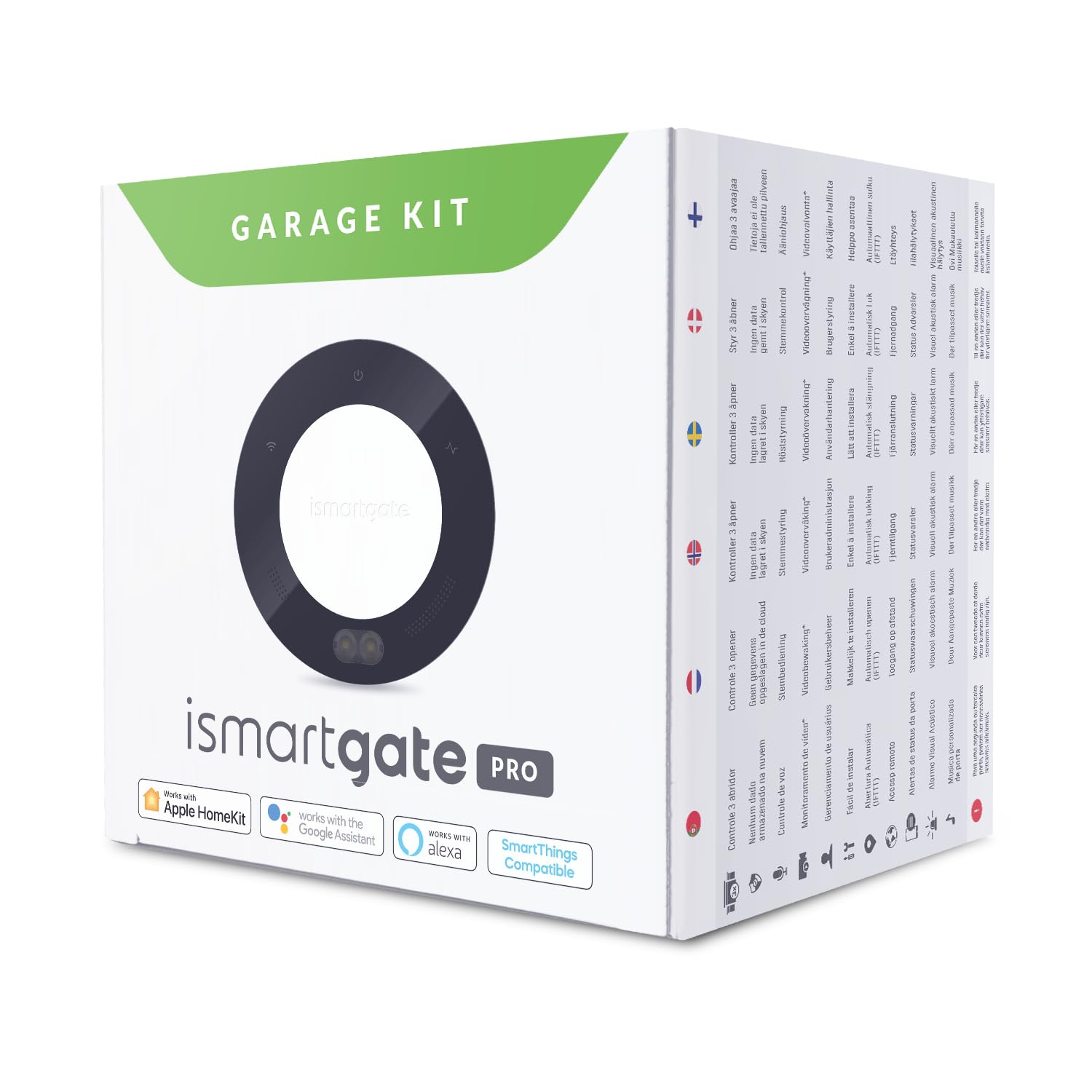ismartgate PRO Garage Abridor de Puertas de Garaje Compatible con Apple Homekit, Amazon Alexa, Google Home, Samsung SmartThings. Incluido sensor de inclinación inalámbrico.